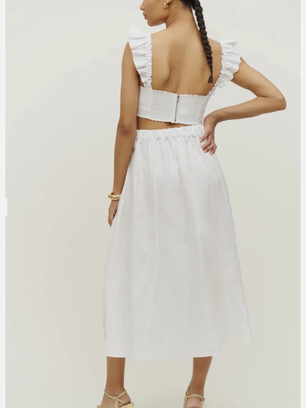 Reformation Pam Linen Two Piece Set in White